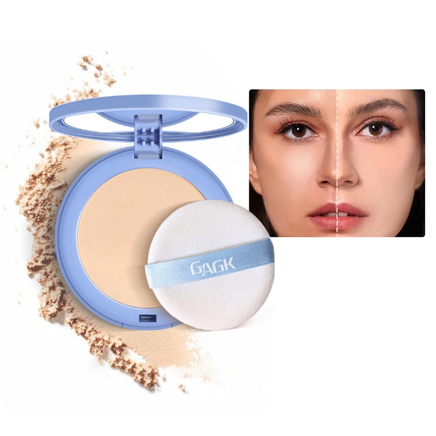 Zjydx Gagk Matte Perfection Pressed Powder, Waterproof Face Powder, Summer Oil Control Setting Powder, Lightweight Facial Makeup for Soft Focus Finish(#01 CLASSIC IVORY)