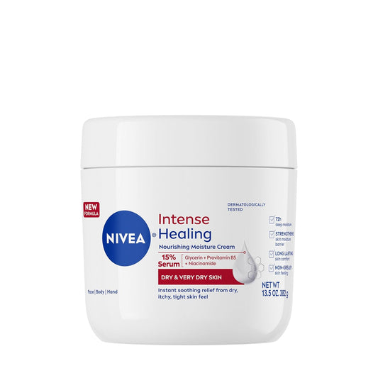 NIVEA_Intense_Healing_Body_Cream_for_Dry_Skin_with_Glycerin,_Provitamin_B5_and_Niacinamide,_72-Hour_Moisture,_Non-Greasy_Body_Moisturizer_Immediately_Soothes_Dry,_Itchy_Skin_Feeling,_13.5_Oz_Jar