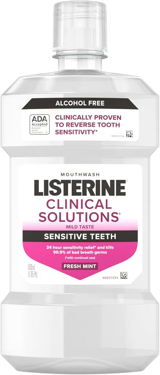 Listerine_Clinical_Solutions_Sensitive_Teeth_Alcohol_Free_Mouthwash,_Fresh_Breath_Dental_Mouthwash_Provides_Protection_&_Relief_from_Tooth_Sensitivity_Pain,_Daily_Fresh_Mint_Oral_Rinse,_500_mL