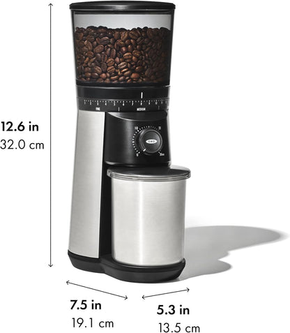 OXO_Brew_Conical_Burr_Coffee_Grinder_-_Silver,_Stainless_Steel_Burrs,_One-Touch_Automatic_Smart_Grind