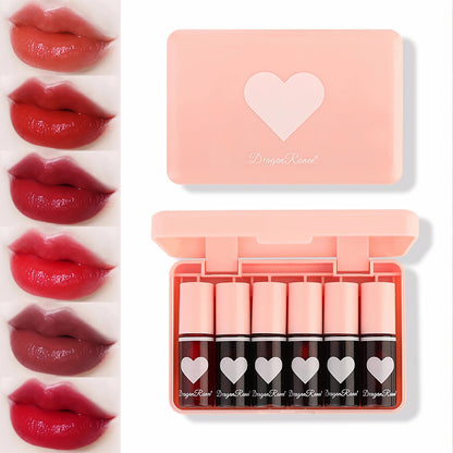 6 Colors Lip Tint Stain Set,Matte Lip Tint Watery Lip Stain,Lip &amp;amp; Cheek Tint Moisturizing Mini Liquid Lipstick,Plump Lip Gloss Long-lasting Waterproof Korean Lip Tint Non-Sticky Tinta De Labios