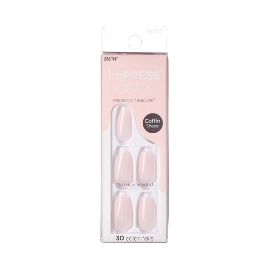 KISS_imPRESS_No_Glue_Mani_Press_On_Nails,_'Serendipity',_Pink,_Medium_Size,_Coffin_Shape,_Includes_30_Nails,_Prep_Pad,_Instructions_Sheet,_1_Manicure_Stick,_1_Mini_File