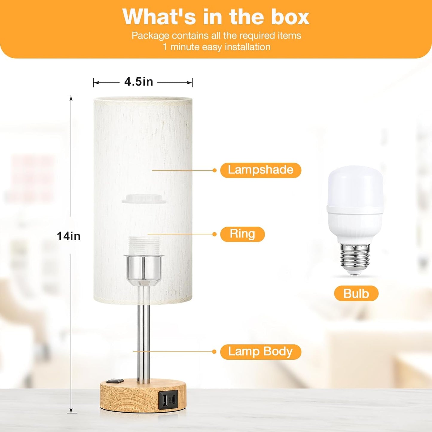 Bedside_Table_Lamp_for_Bedroom_-_3_Way_Dimmable_Touch_Lamp_USB_C_Charging_Ports_and_AC_Outlet,_Small_Lamp_Wood_Base_Round_Flaxen_Fabric_Shade_for_Living_Room,_Desk,_LED_Bulb_Included