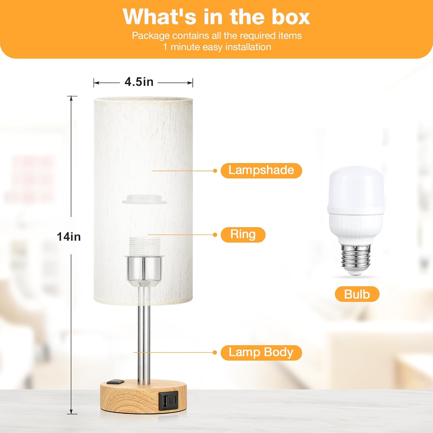 Bedside_Table_Lamp_for_Bedroom_-_3_Way_Dimmable_Touch_Lamp_USB_C_Charging_Ports_and_AC_Outlet,_Small_Lamp_Wood_Base_Round_Flaxen_Fabric_Shade_for_Living_Room,_Desk,_LED_Bulb_Included