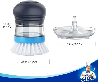 MR.SIGA_Soap_Dispensing_Palm_Brush_Storage_Set,_Kitchen_Brush_with_Holder_for_Pot_Pan_Sink_Cleaning,_1_Set