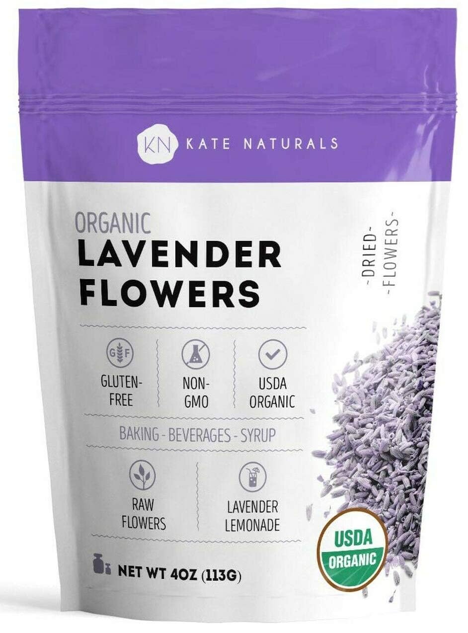 Kate_Naturals_Dried_Lavender_Flowers_for_Tea,_Syrup,_Lemonade,_Soap_Making._Edible_Culinary_Grade_Buds_(4oz,_Organic,_Food_Grade)
