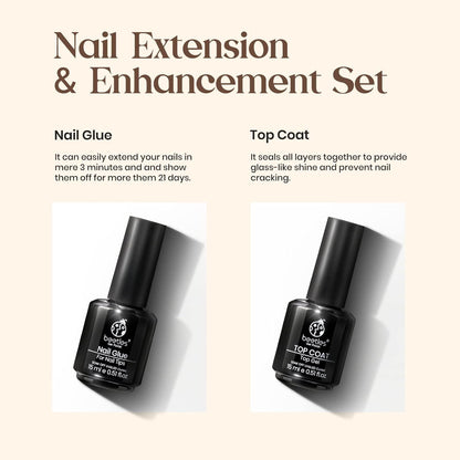 Beetles_Gel_Nail_Glue_and_No_Wipe_Top_Coat_Kit,_2Pcs_15ml_9_In_1_UV_Nail_Glue_for_Acrylic_Nail_Tips_Clear_Press_On_Nails,_Easy_Nail_Extension_Gel,_Soak_Off_LED_Shine_Finish_DIY_Home_Manicure
