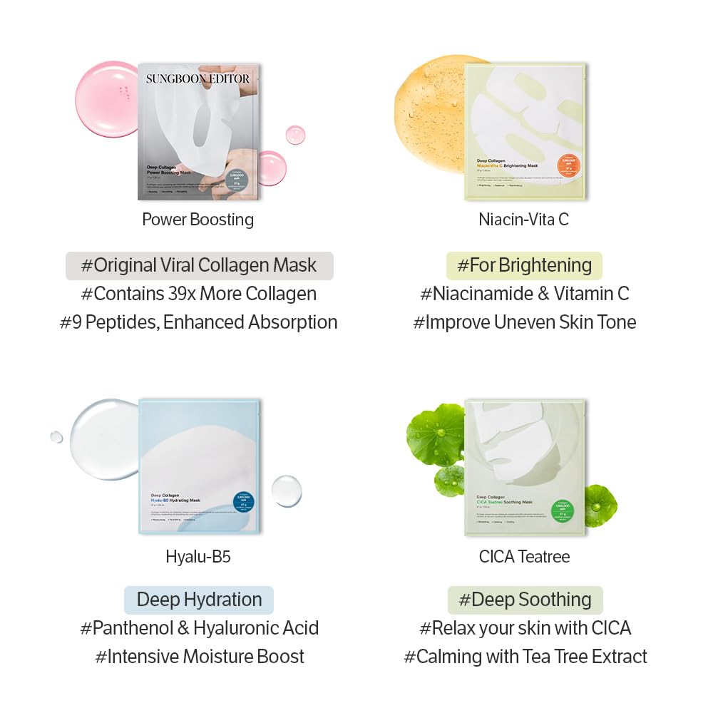 SUNGBOON_EDITOR_Deep_Collagen_Overnight_Mask_Hydrating_Mask_for_Glass_Skin,_Wrinkle_Care,_Firming_&_Pore_Refining_2,160,000PPB_Collagen_+_9_Peptides_Korean_Skincare,_4ea_Gifts_for_Women