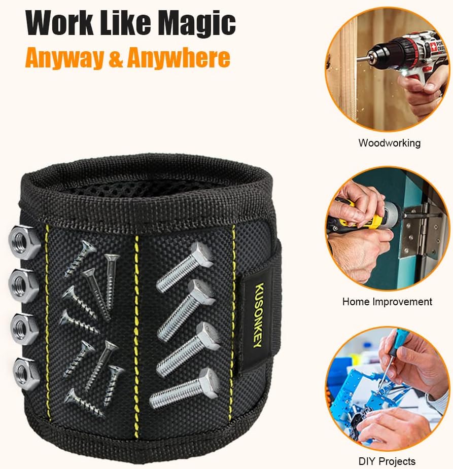 Valentines_Day_Gifts_for_Him,KUSONKEY_Magnetic_Wristband_Tool_Gift_for_Men_Who_have_Everything,Wrist_Magnetic_Screw_Holder_with_Strong_Magnets_for_Holding_Screws_Tool_for_Dad,Electrician