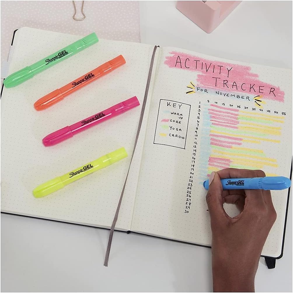 Sharpie_Gel_Highlighters,_Bullet_Tip,_Assorted_Fluorescent_Highlighter_Markers,_5_Count_Pack,_Smear_And_Bleed_Resistant,_Long-Lasting_And_Won'T_Dry_Out