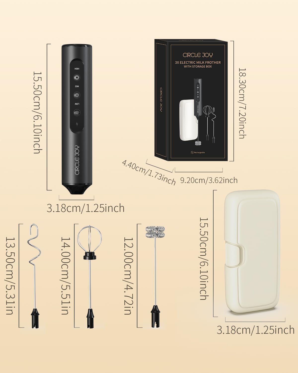 CIRCLE_JOY_Rechargeable_Handheld_Milk_Frother_Wand_with_3_Variable_Speeds,_3_Whisks_and_Storage_Box,_Electric_Drink_Mixer_for_Latte,_Cappuccino,_Hot_Chocolate,_Eggs_and_Protein_Powder,_Black