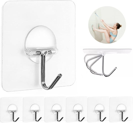 JINSHUNFA_Adhesive_Wall_Hooks_for_Hanging_Heavy_Duty_Towel_Coat_Hooks_Waterproof_Transparent_Hook_for_Bathroom_Shower_Kitchen_Keys_Door_Outdoor_Home_Improvement_Utility_Hook_8_Pack