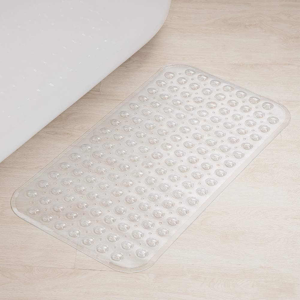 AmazerBath_Bath_Tub_Mat,_Medium_Size_27.6_x_15_Inches_Non-Slip_Shower_Mats_with_Suction_Cups_and_Drain_Holes,_Bathroom_Bathtub_Mats_Machine_Washable_(Clear)