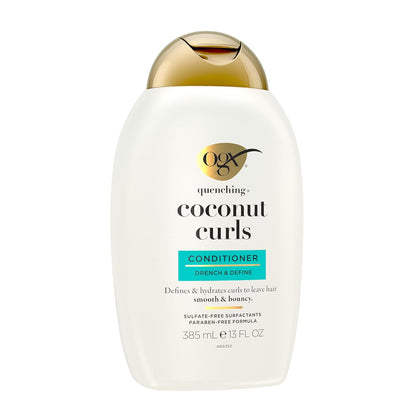 OGX_Quenching_+_Coconut_Curls_Curl-Defining_Conditioner,_Nourishing_Curly_Hair_Conditioner_with_Coconut_/Citrus_Oil_&_Honey,_Paraben-Free_with_Sulfate-Free_Surfactants,_13oz