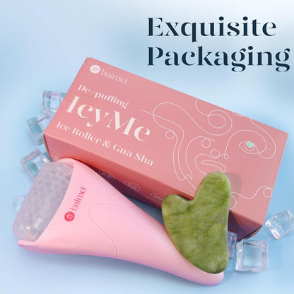 BAIMEI_IcyMe_Ice_Roller_for_Face_and_Gua_Sha_Facial_Tool_Set,_Ice_Face_Roller_Reduces_Puffiness_Relieves_Migraines_Skin_Care_Tools,_Self_Care_for_Women_-_Pink