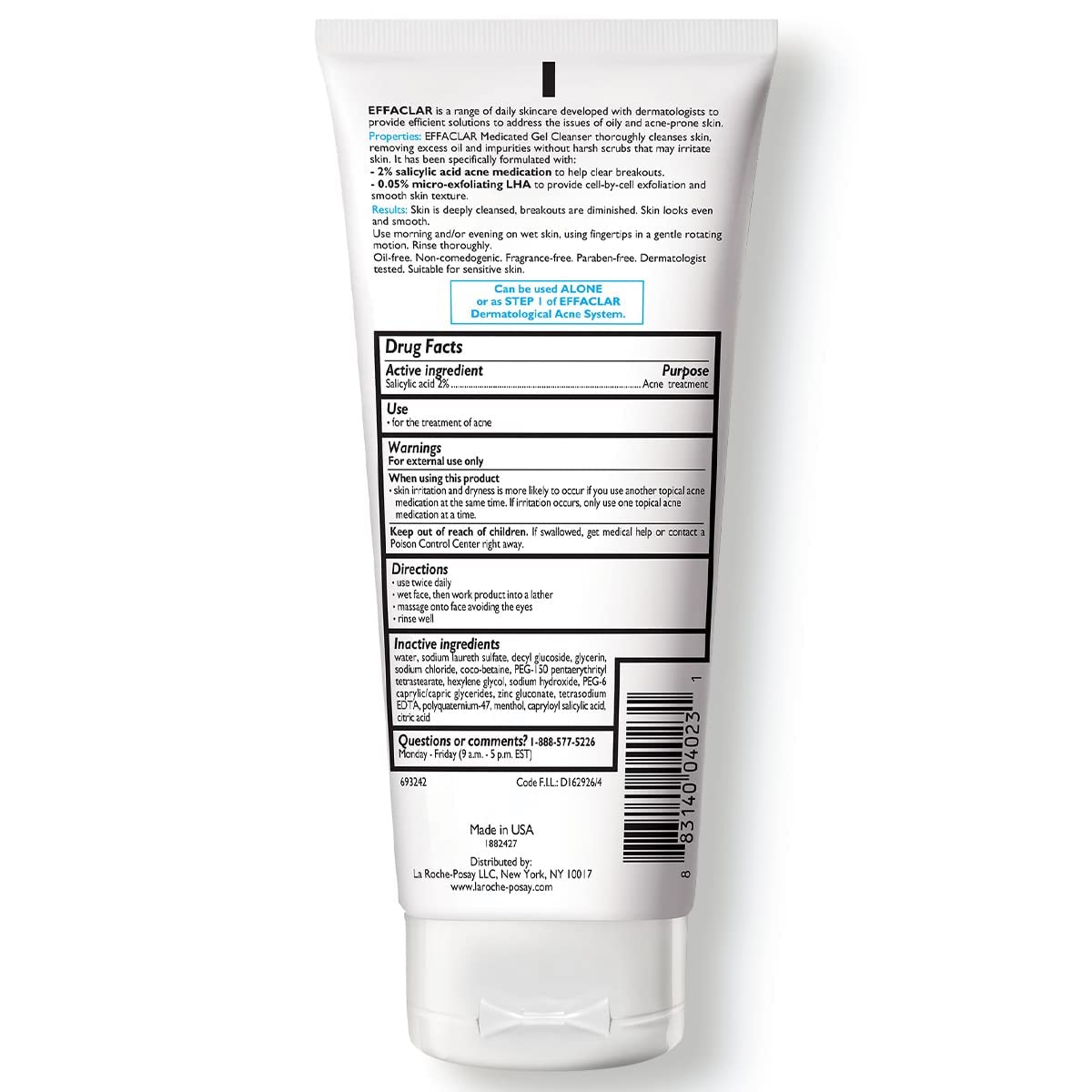 La_Roche-Posay_Effaclar_Medicated_Gel_Cleanser,_2%_Salicylic_Acid_Cleanser_+_LHA_+_Glycerin,_Foaming_Acne_Face_Wash,_Helps_Clear_&_Prevent_Acne_Breakouts,_Oil_Free,_Targets_Excess_Oil