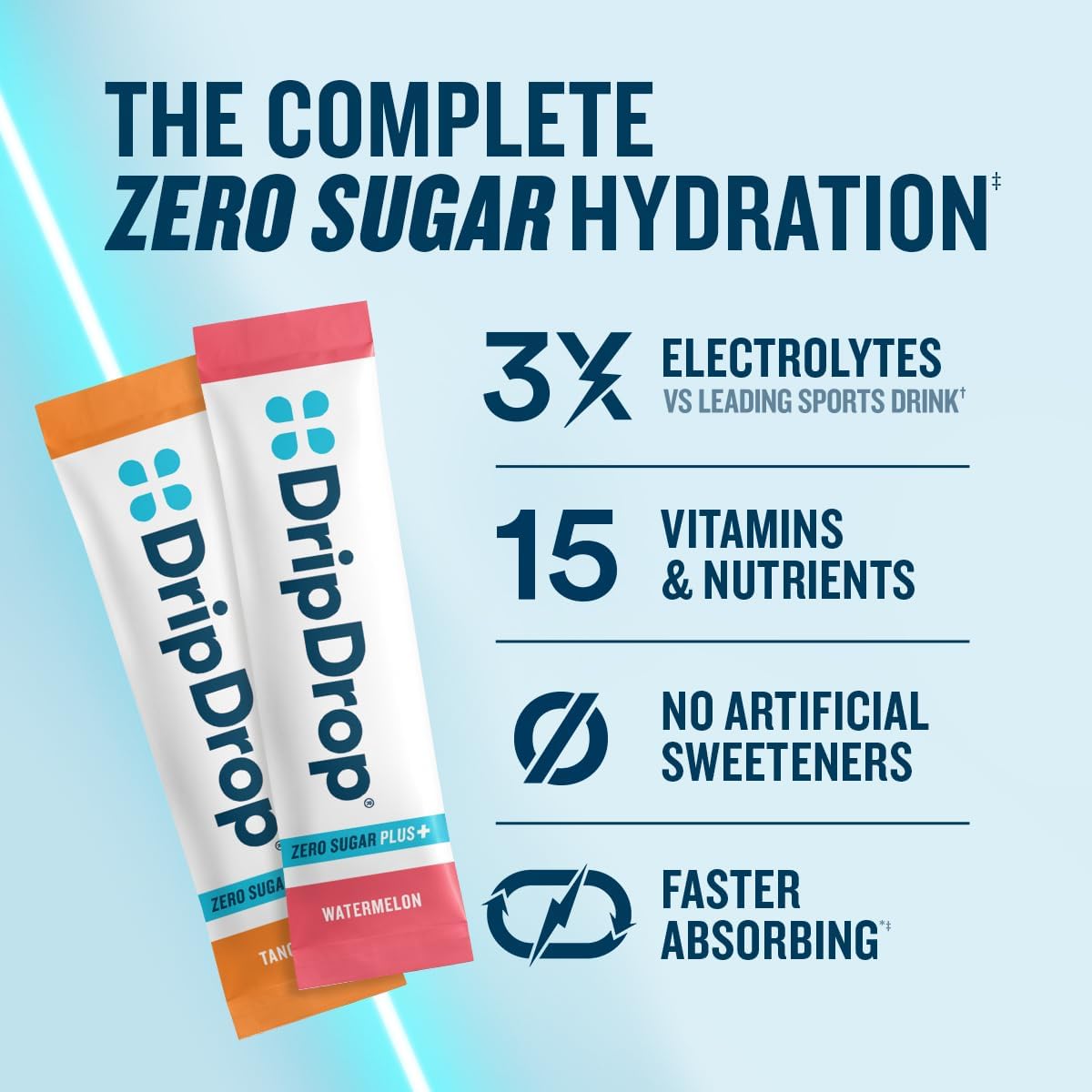 DripDrop_Zero_Sugar_Plus_-_Sugar_Free_Hydration_Packets-_Single_Serve_Electrolytes_Powder_Drink_Mix_-_Raspberry_Lemonade,_Watermelon,_Tangerine,_Tropical_Punch_-_Non-GMO,_Vegan-_16_Sticks