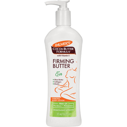 Palmer&amp;#39;s Cocoa Butter Formula with Vitamin E + Q10 Firming Butter Body Lotion, Postpartum Essentials Skin Care, Shea Butter, Collagen and Elastin, 10.6 Fl Oz