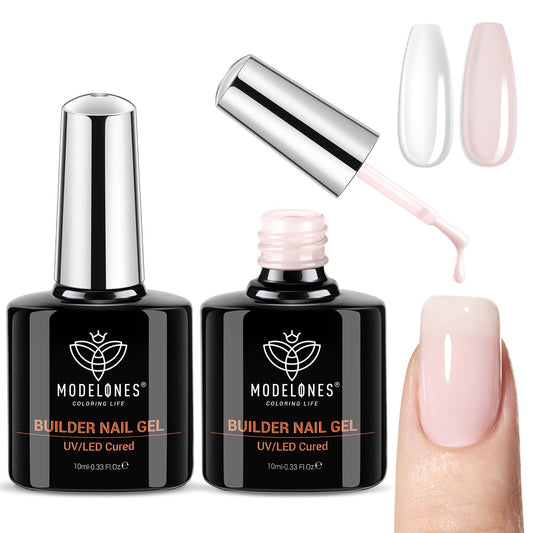 modelones_Builder_Nail_Gel,_2_Pcs_Clear_and_Cover_Nude_Builder_Nail_Polish,_8-in-One_Apex_Building_Thickening_Strengthener_Extension_Rubber_Color_Base_Gel_for_DIY_Home_Salon_Gifts_LED_Lamp_Cured_10ml