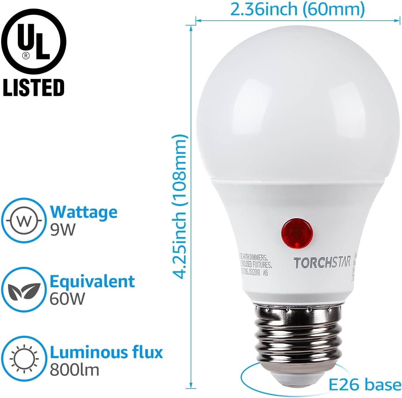 TORCHSTAR_Dusk_to_Dawn_Light_Bulbs_Outdoor,_Sensor_A19_LED_Light_Bulb,_Auto_on/Off_Photocell_Automatic_for_Outdoor_Lighting,_5000K,_Pack_of_4