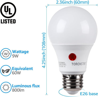 TORCHSTAR_Dusk_to_Dawn_Light_Bulbs_Outdoor,_Sensor_A19_LED_Light_Bulb,_Auto_on/Off_Photocell_Automatic_for_Outdoor_Lighting,_5000K,_Pack_of_4