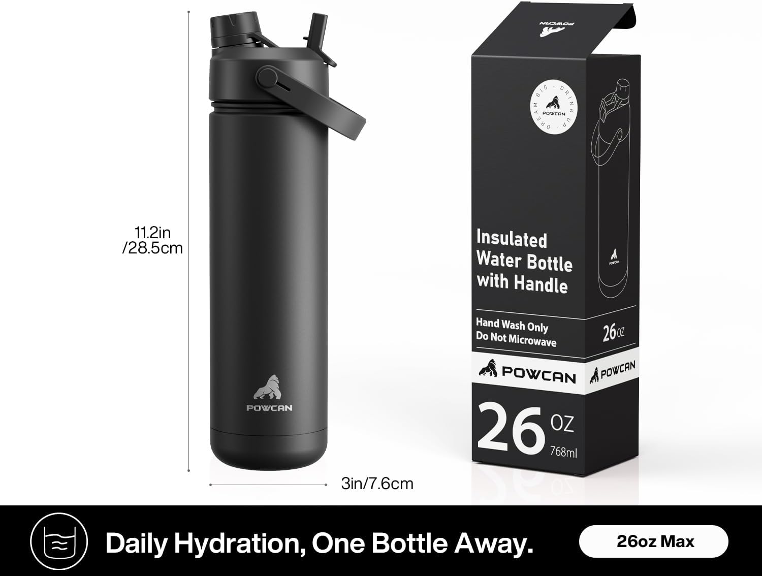 POWCAN_26_oz_Insulated_Water_Bottle_with_2-in-1_Straw_and_Spout_Lid,_Keep_Cold_24H,_Leak-Proof,_Fits_in_Car_Cup_Holder,_Stainless_Steel_Water_Bottle_for_Sports,_Travel,_and_School_(Dark_Knight)