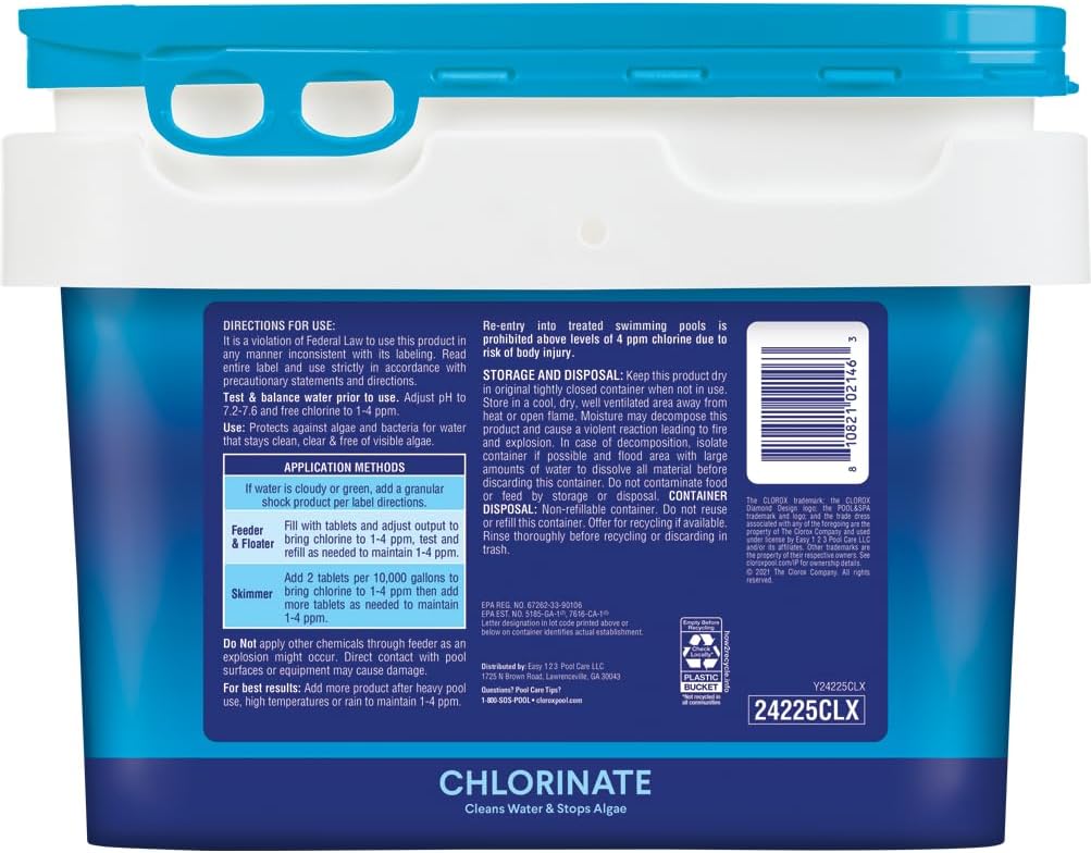 Clorox®_Pool&Spa™_XtraBlue_3”_Swimming_Pool_Chlorinating_Tablets,_Kills_Bacteria_&_Stops_Algae_(25_LB)
