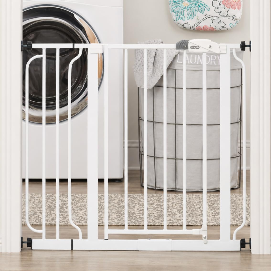 Regalo_Safety_29-38.5"_Baby_Gate_for_Doorways_&_Bottom_of_Stairs,_Pressure_Mounted_Baby_Gate_with_Door_for_Babies,_Toddlers_&_Pets,_Tested_&_Safe_for_30_Years,_American_Designed,_American_Owned,_White