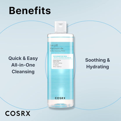 COSRX_Low_pH_Niacinamide_Micellar_Cleansing_Water_Daily_Mild_Facial_Cleansing_Wash_for_Sensitive_Skin,_Sebum_control,_Korean_Skin_Care_(13.52fl.oz/400ml)