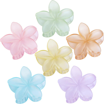 Sisiaipu Flower Hair Clips for Women 6 Pcs Hawaiian Large Claw Clips Plumeria Medium Hair Claw Clips for Thick Thin Hair Hibiscus Tropical Beach Hair Accessories for Women Girls and Girls-Ice Cream