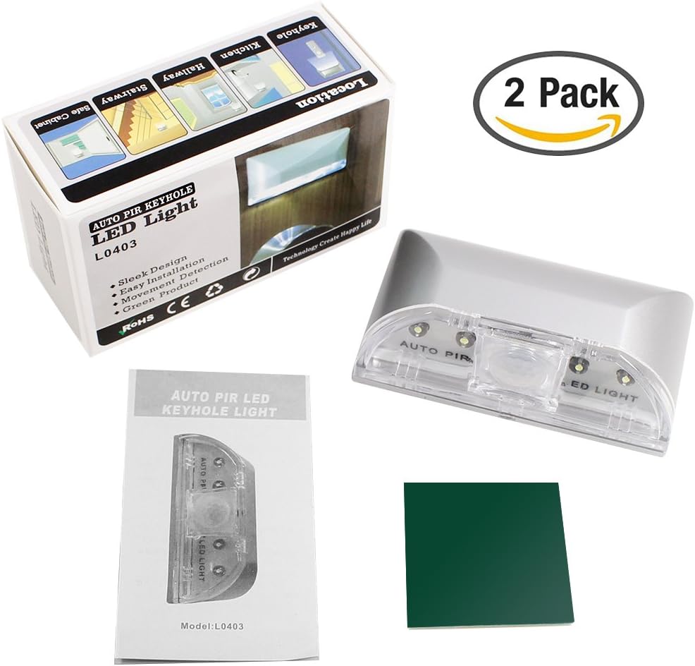 SENHAI_2_Pack_Keyhole_Light,_Infrared_IR_Wireless_Door_Lock_Lamp,_Auto_Sensor_Motion_Detector,_4_LED_Bulbs
