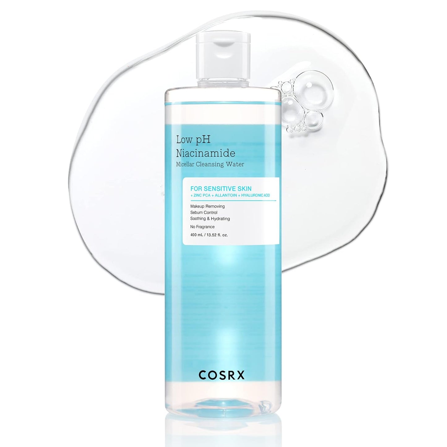 COSRX_Low_pH_Niacinamide_Micellar_Cleansing_Water_Daily_Mild_Facial_Cleansing_Wash_for_Sensitive_Skin,_Sebum_control,_Korean_Skin_Care_(13.52fl.oz/400ml)