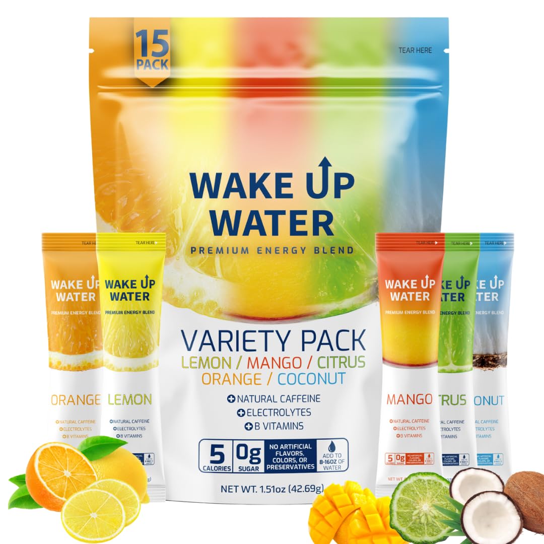 Wake_Up_Water_Energy_Drink_Mix,_Sugar_Free_Clean_Energy_Powder_with_Electrolytes_&_B_Vitamins,_Natural_Caffeine_for_Focus_&_Hydration_(15_Pack)_-_Variety