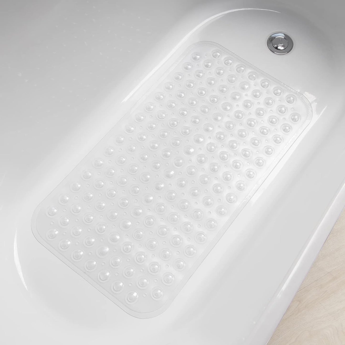 AmazerBath_Bath_Tub_Mat,_Medium_Size_27.6_x_15_Inches_Non-Slip_Shower_Mats_with_Suction_Cups_and_Drain_Holes,_Bathroom_Bathtub_Mats_Machine_Washable_(Clear)