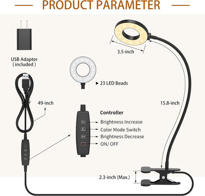 iZELL_Desk_Lamp,_[3_Color_Modes_&_10_Brightness]_LED_Reading_Light_with_Clamp,_Silicone_Flexible_Arm_Book_Light_for_Kids_Reading_Book_in_Bed_at_Night_Clip_on_Table,_Headboard,_Dorm_-_15.8‘’_Black