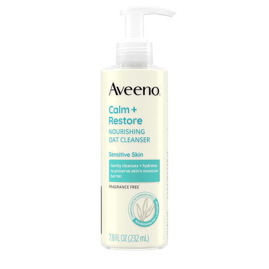 Aveeno_Calm_+_Restore_Nourishing_Oat_Cleanser,_Daily_Hydrating_Facial_Cleanser_&_Face_Wash_for_Sensitive_Skin,_Non-Foaming,_Hypoallergenic,_Non-Comedogenic,_Fragrance-Free,_with_Feverfew,_7.8_fl_oz