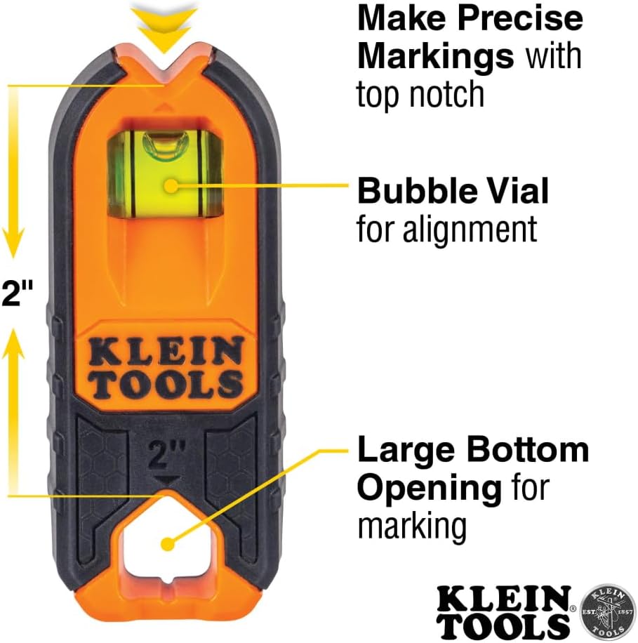 Klein_Tools_MSF100_Magnetic_Stud_Finder_and_Level,_Compact,_Wood_and_Metal_Detector_with_Bubble_Vial_for_Accurate_Markings,_Felt_Pad_Backing