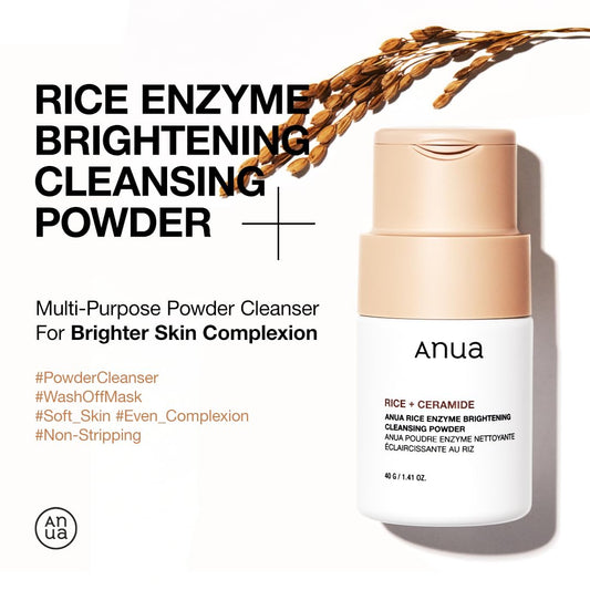 ANUA_Rice_Enzyme_Brightening_Cleansing_Powder,_Exfoliating_Powder-to-Foam_Cleanser,_Smooth_Texture_&_Clarity,_Hydrating_&_Gentle_Formula,_Korean_Skincare,1.41_fl.oz