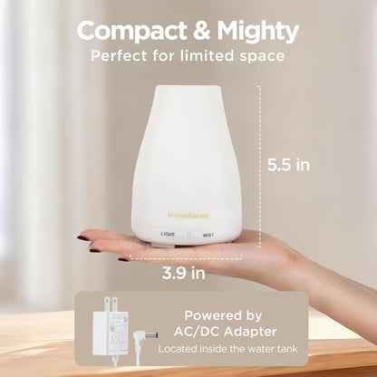 InnoGear_Essential_Oil_Diffuser_Ultrasonic_Diffusers_for_Home,_Basic_White_|_Cool_Mist_Humidifier,_Aromatherapy,_Large_Room,_Run_up_to_8hrs,_Waterless_Auto_Off,_7_Lights,_Living_Room,_Quiet_Operation