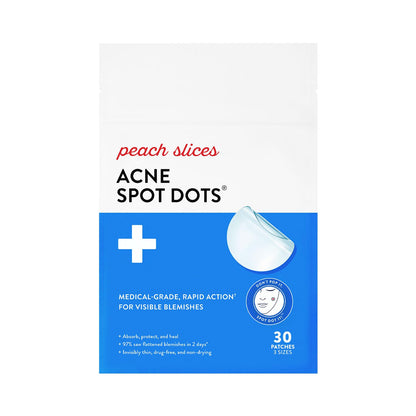 Peach Slices - Acne Spot Dots (30 ct) - Hydrocolloid Pimple Patches for Face - Absorb Gunk, Protect Picking &amp;amp; Support Healing - 3 Sizes (7, 10, &amp;amp; 12mm) - Vegan, Cruelty Free, Korean Skin Care &amp;amp; Beauty