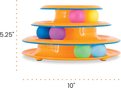 Catstages_Tower_of_Tracks_Cat_Toy_–_3-Level_Track_Tower_with_6_Balls,_Interactive_Cat_Toy_for_Indoor_Enrichment