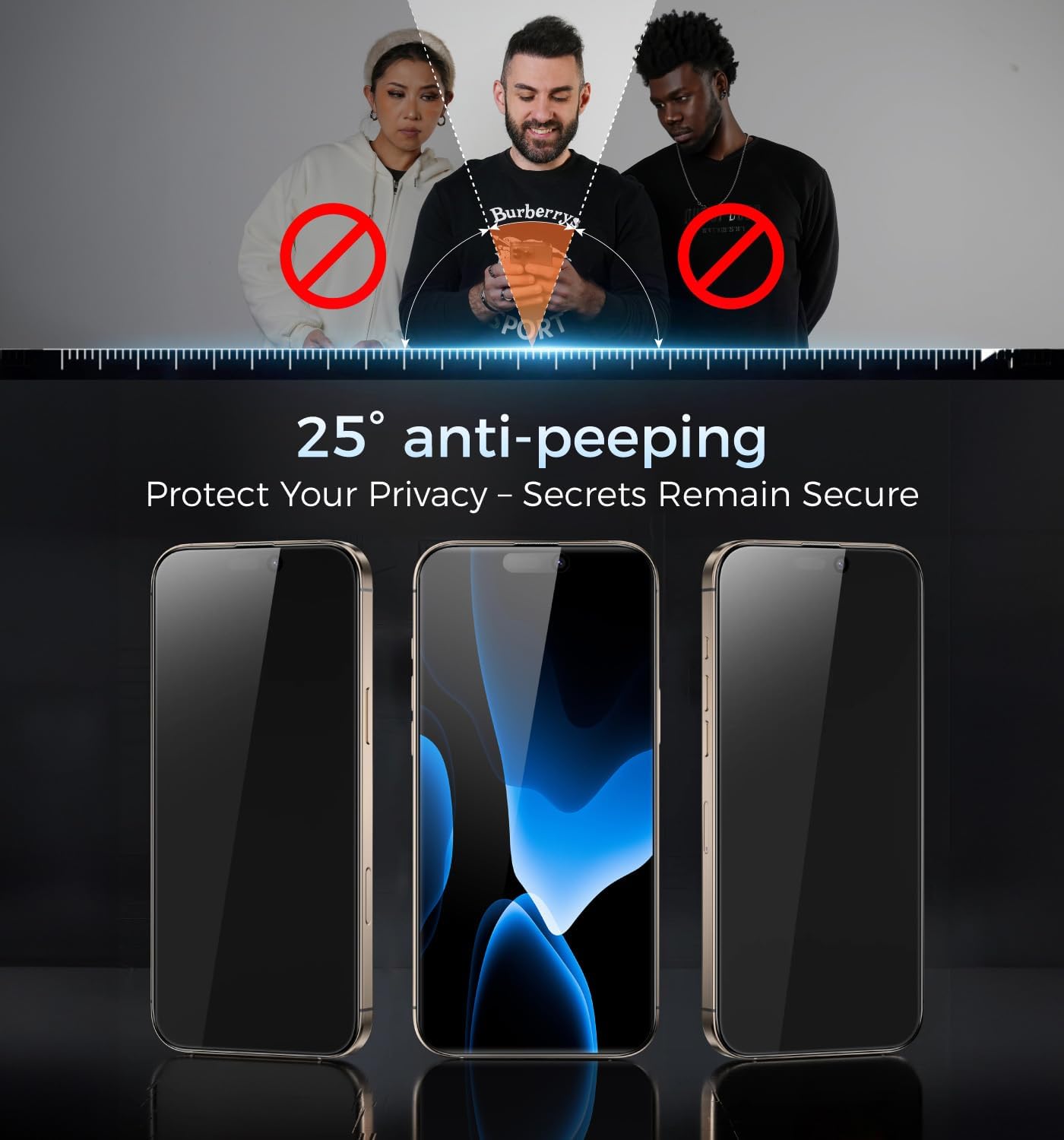 MAGIC_JOHN_3rd_Gen_Upgraded_for_iPhone_16ProMax_Privacy_Screen_Protector_6.9_Inch,25°Anti-Spy_Screen,Shockproof_Tempered_Glass,Auto_Dust-Removal,Bubble_Free,Easy_Installation,2_Pack