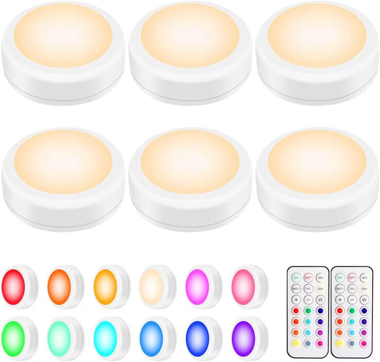 Alivation_Led_Under_Cabinet_Lighting_Battery_Operated_Light,_6_Puck_Lights_with_Remote_Control,_13_Color_Changing_Stick_on,_Touch_Push_Tap_Lights_for_Kitchen,_Closet,_Bookshelf,_Stair,_Display