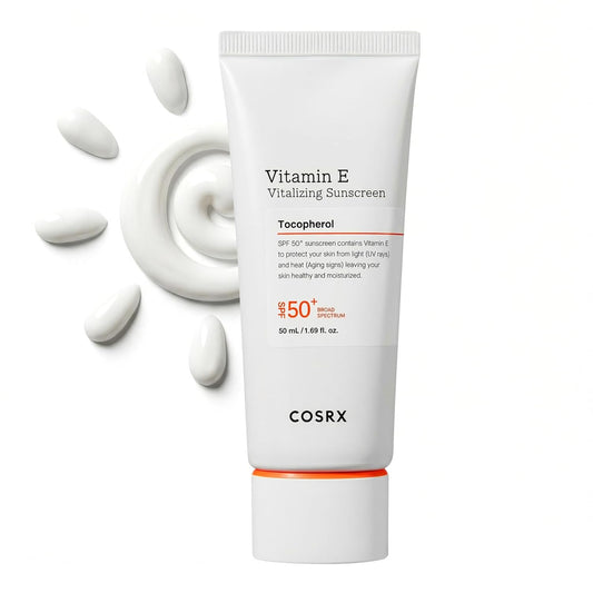 COSRX_Vitamin_E_Vitalizing_Sunscreen,SPF_50_Face_Sunscreen,_Lightweight,_Non-Sticky,_No_White_Cast,_Hydrating,_Beach_Essentials,_Travel_Essentials,_Korean_Skincare,_Mothers_Day_Gift_for_Mom1.69_fl_oz