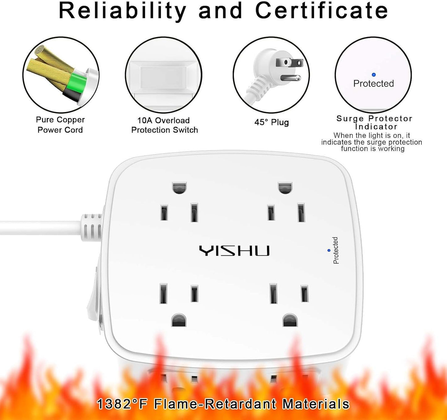 6_Ft_Surge_Protector_Power_Strip_-_8_Widely_Outlets_with_4_USB_Ports,_3_Side_Outlet_Extender_with_6_Feet_Extension_Cord,_Flat_Plug,_Wall_Mount,_Desk_USB_Charging_Station,_ETL,White