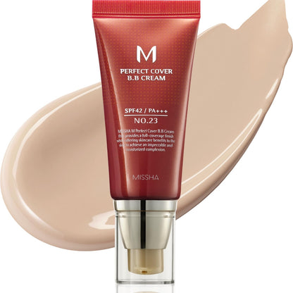 MISSHA_M_Perfect_Cover_BB_Cream_No.23_Natural_Beige_-Light/Medium_with_Cool/Neutral_Undertone_SPF_42_PA_+++_1.69_Fl_Oz_-_Tinted_Moisturizer_for_face_with_SPF