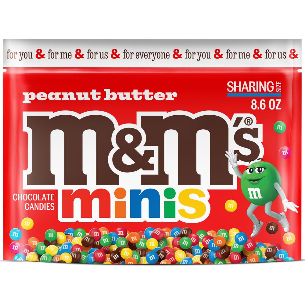 M&M'S_MINIS_Peanut_Butter_Milk_Chocolate_Snacks,_Candy_Bulk,_Sharing_Size_8.6_Oz_Resealable_Bag