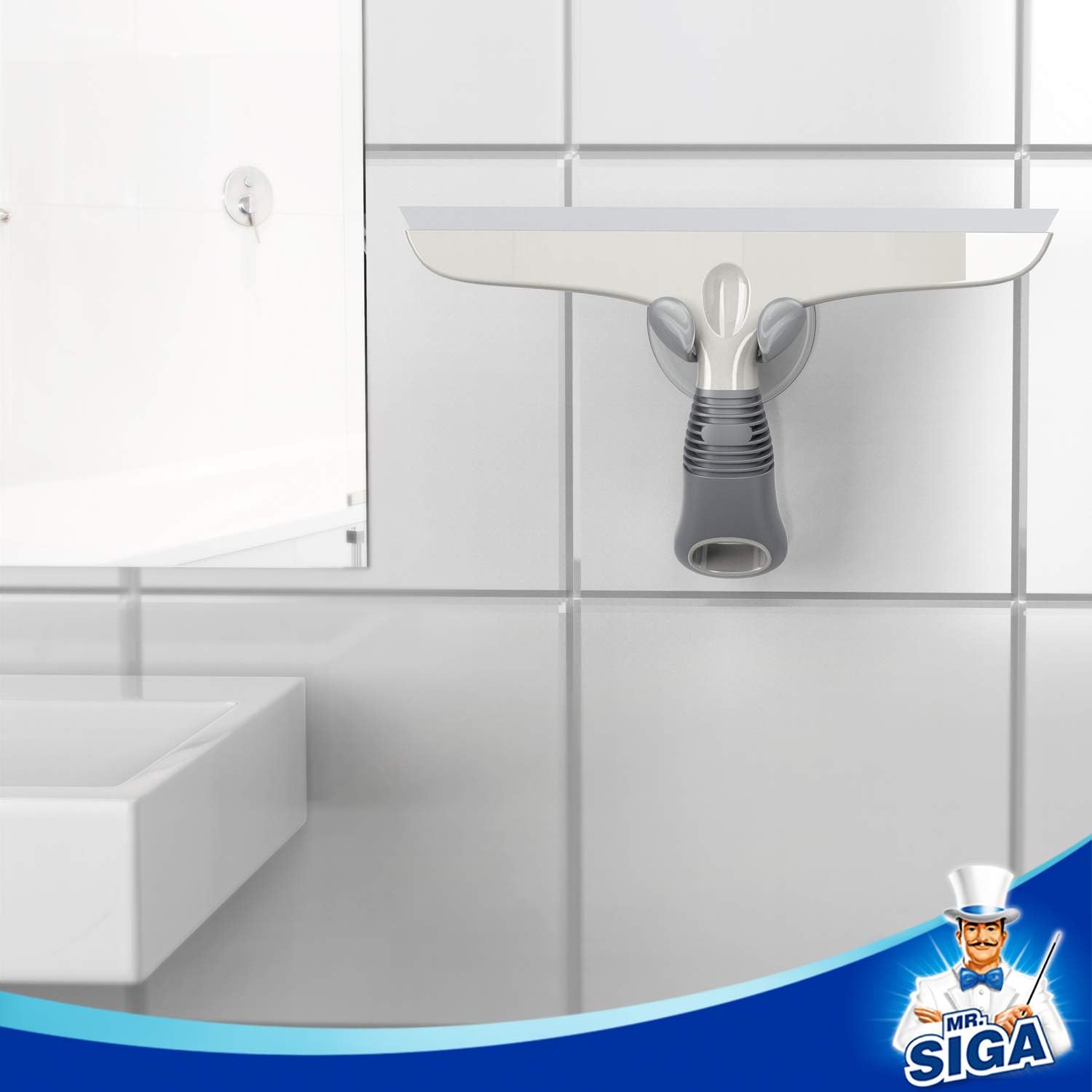 MR.SIGA_Multi-Purpose_Silicon_Squeegee_for_Window,_Glass,_Shower_Door,_Car_Windshield,_Heavy_Duty_Window_Scrubber,_Includes_Suction_Hook,_10_inch,_White_&_Gray,_1_Pack
