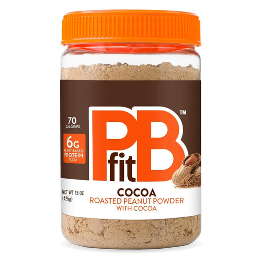 PBfit_15_Ounce_Peanut_Butter_Powder_Chocolate_Flavor,_Cocoa_Powdered_Peanut_Butter_Spread_From_Real_Roasted_Peanuts_and_Cocoa,_6g_of_Protein_7%_DV,_Gluten-Free,_70_calories,_88%_less_fat_(Pack_of_1)