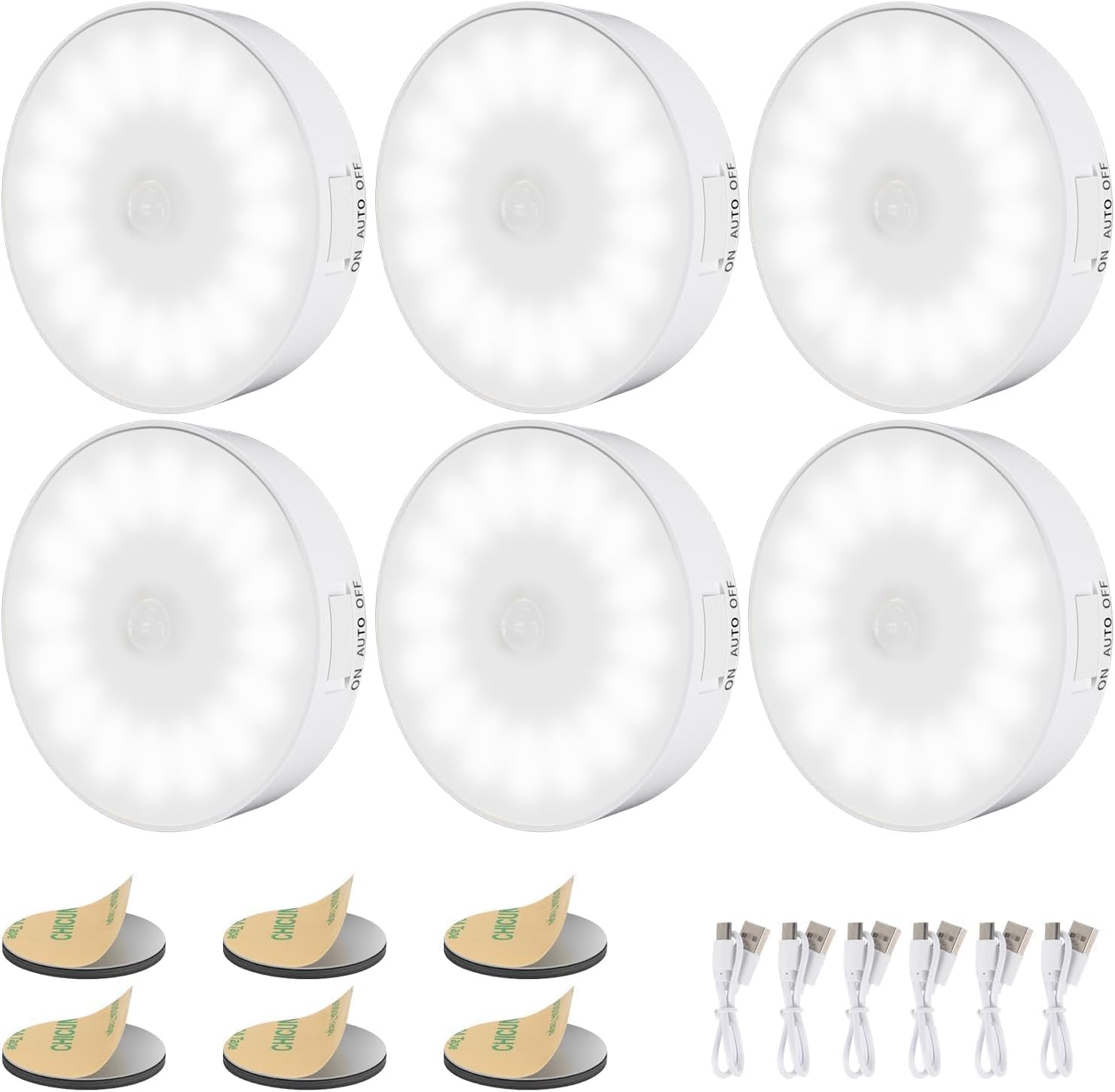 3/6_Pack_Motion_Sensor_Light_Indoor_[Upgraded_14_LEDs],_USB_Rechargeable_Night_Light,_Long_Last_Battery_&_3_Light_Modes,_Wireless_Magnetic_Nightlight_for_Closet,_Stairs,_Hallway_-_Cold_White/Warm_White